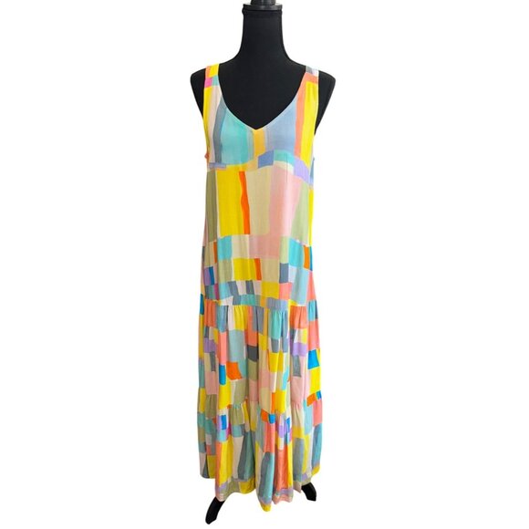 Charlie B Printed Tiered Maxi Patchwork Mosaic Multicolor Resort Travel Summer - Picture 2 of 9